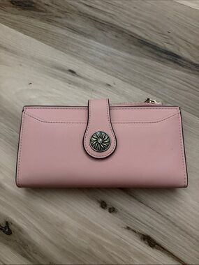 Pink Women's Wallet with Floral Button Snap